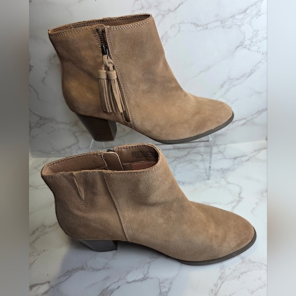 Shoes - Suede Ankle Booties in Taupe - Women